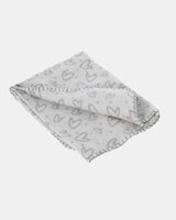 Fleece Tæppe med hjerter - Hvid / Grå - 100x70cm