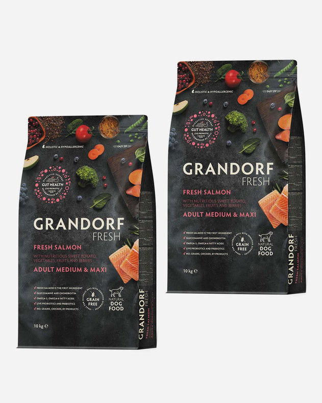 Grandorf Fresh Adult - Frisk Laks og Kornfri - 2 x 10 kg