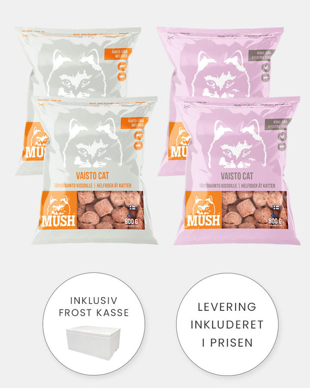 MUSH Kat - Smagspakke 2 - 4x800g (2 x Hvid - 2 x Pink)
