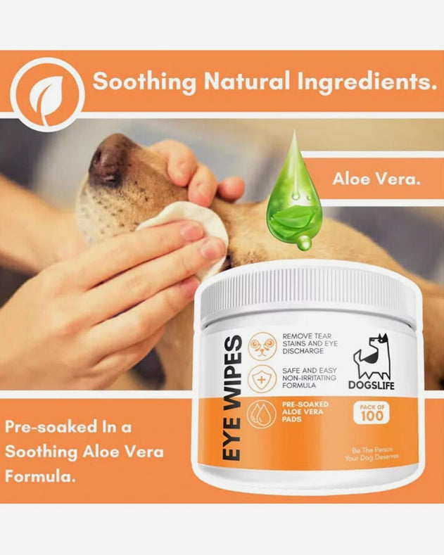 Øjenservietter til hunde med mild aloe vera