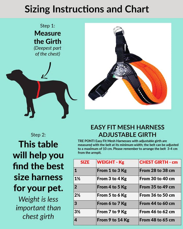 Tre Ponti Mini Mesh Sele - med justering - fra 1kg-14kg - Guide