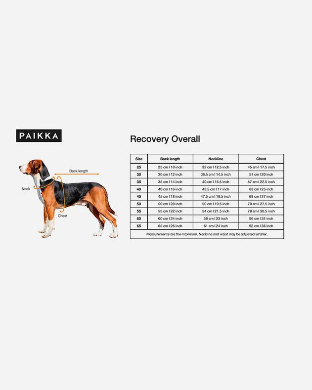Paikka Recovery vinterfrakke - Måle guide.