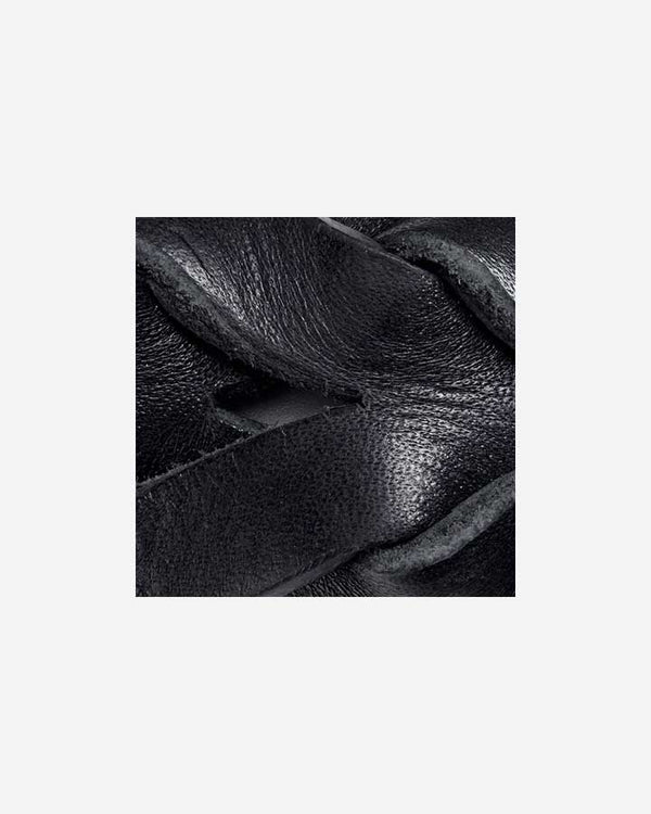 Robust halsbånd i flettet læder (sort) - Bergamo - Petlux