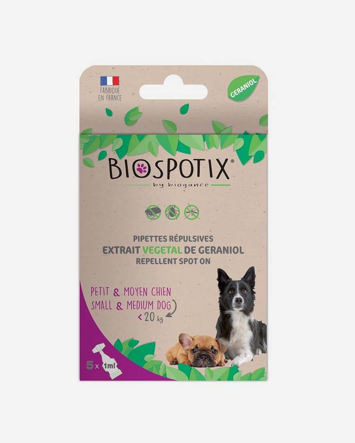 Hoved bue Mainstream Biospotix pipetter mod lopper og flåter ➜ Til små hunde ➜ 100% naturlig –  Petlux.dk