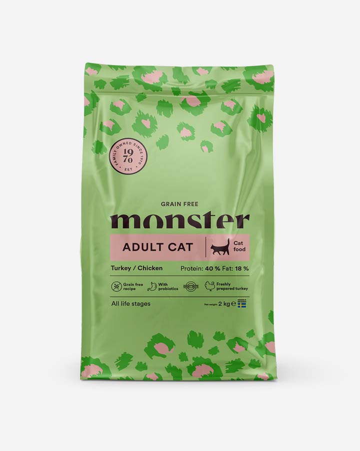 Monster Adult Cat - Kornfrit, Kalkun og Kylling - 2kg