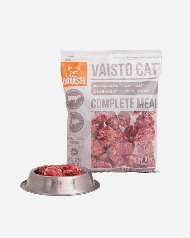 MUSH Vaisto CAT - Hvid - Okse & Gris - 800g - MUSH BARF - Petlux