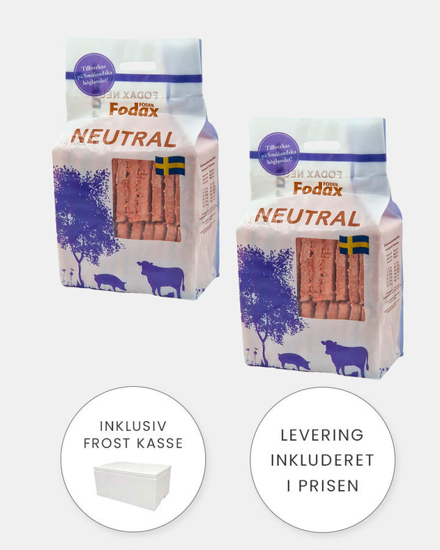 Fodax Neutral - Kylling Okse Gris - 2 x 10 kg - BARF til alle hunde