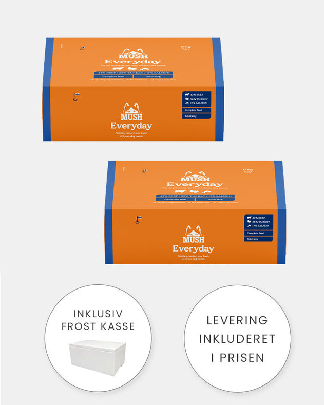 MUSH Everyday Blå - Okse, Kalkun og Laks - 2x9kg