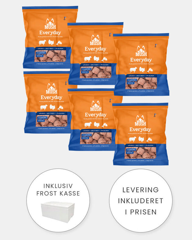 MUSH Everyday Blå XL - Okse, Kalkun og Laks - 6x3kg