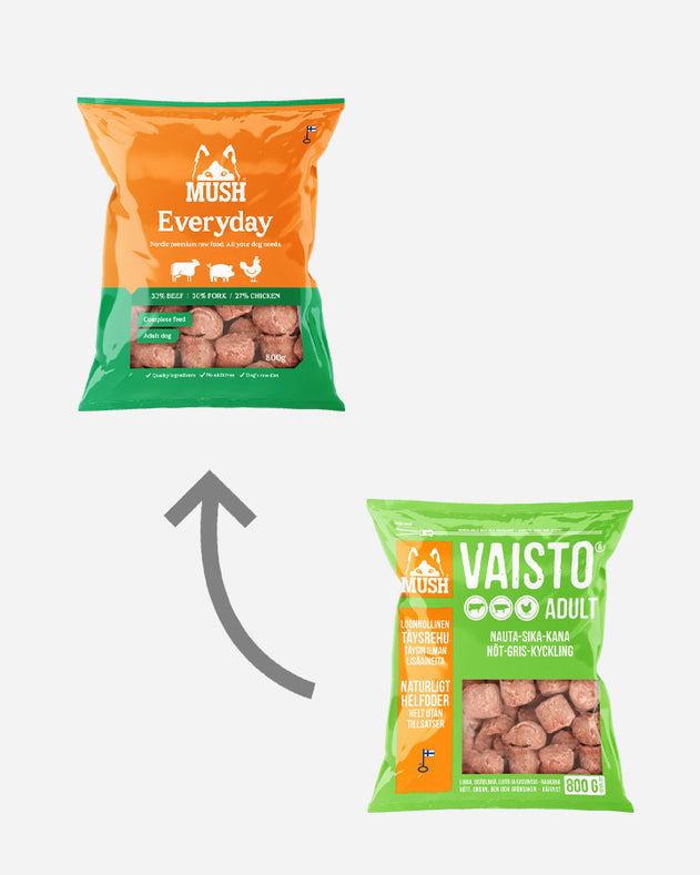 MUSH Everyday Grøn - Starter med Okse, Gris og Kylling - 800g