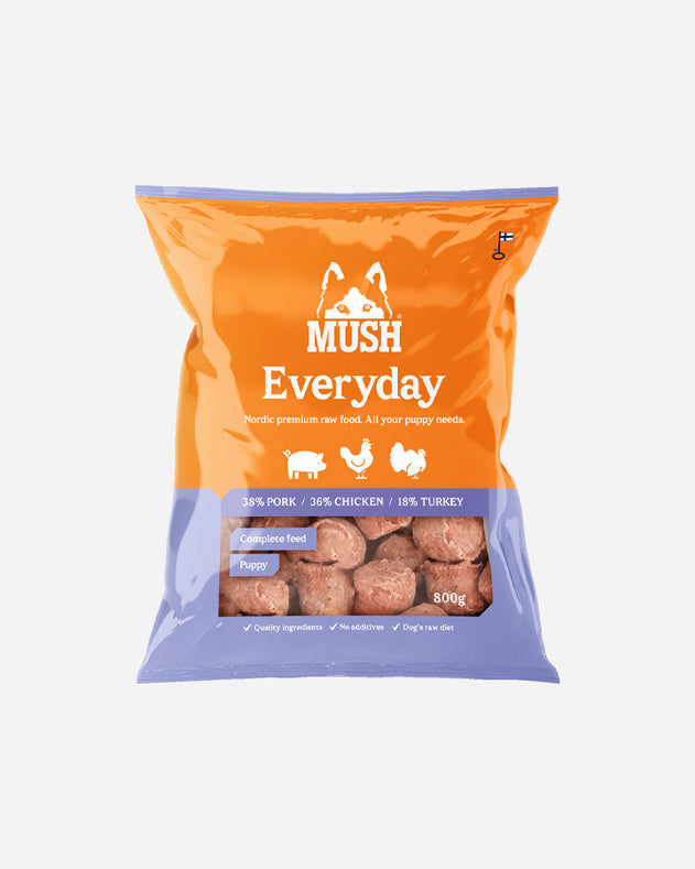 MUSH Everyday Puppy Lyslilla - Gris, Kalkun og Kylling - 800g