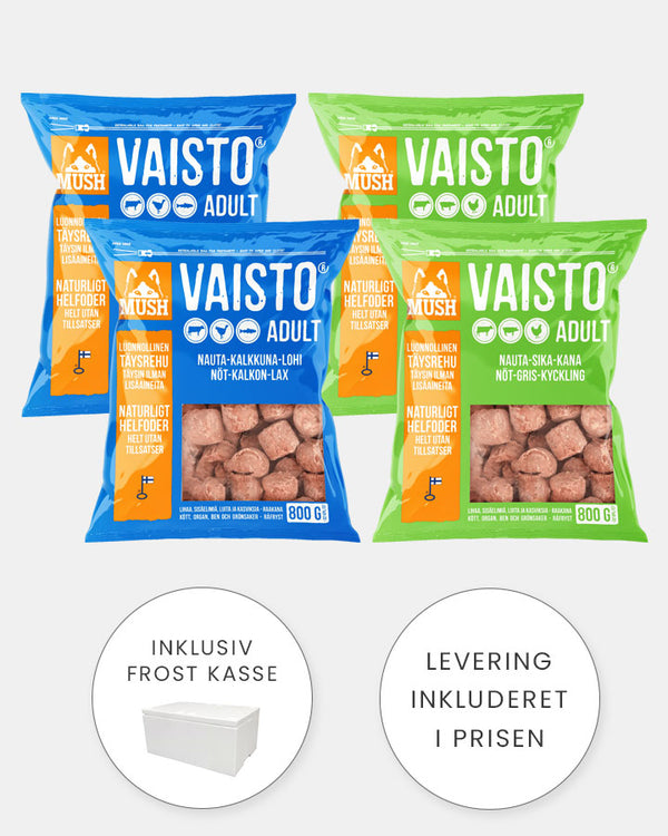 MUSH Hund - Smagspakke 1 - 4x800g (2 x Blå - 2 x Grøn)