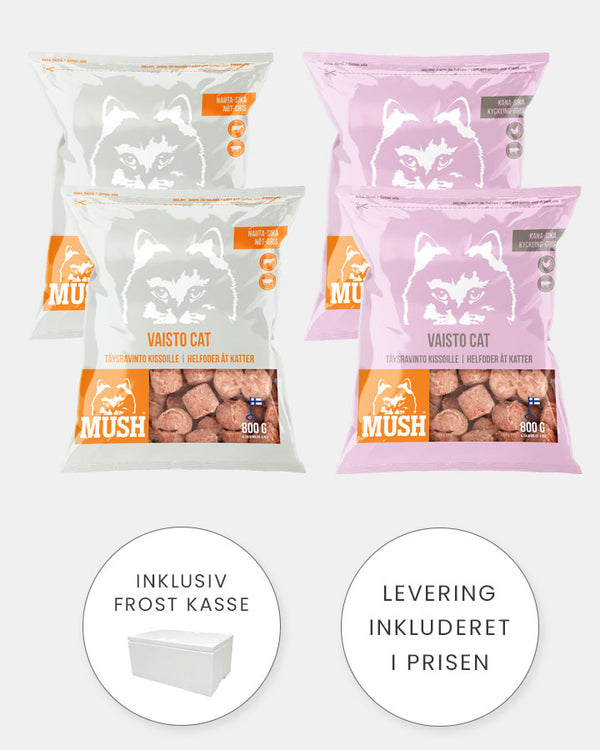 MUSH Kat - Smagspakke 2 - 4x800g (2 x Hvid - 2 x Pink)