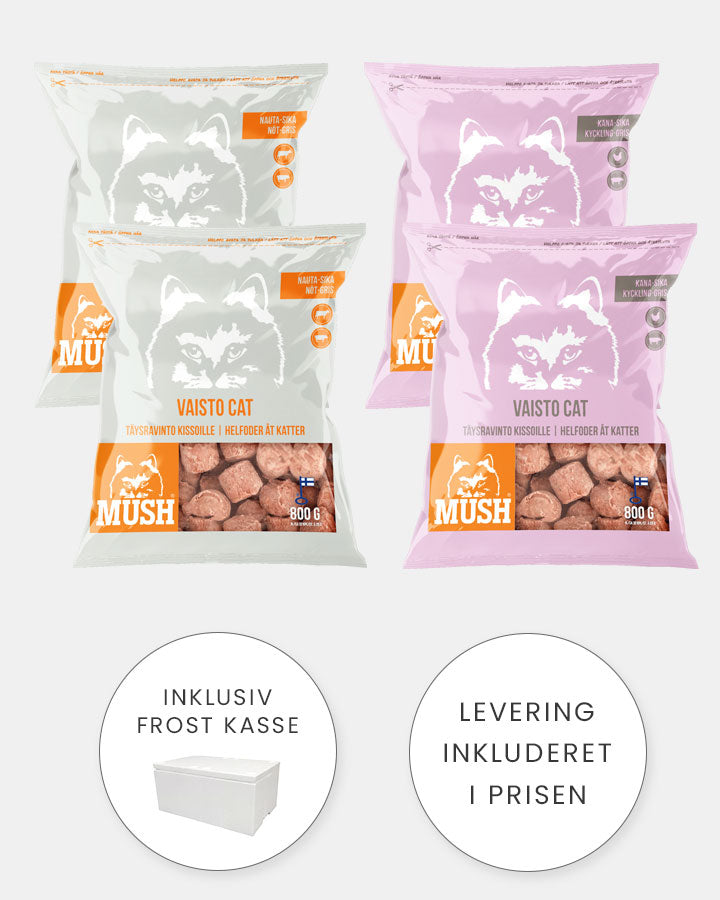 MUSH Kat - Smagspakke 2 - 4x800g (2 x Hvid - 2 x Pink)