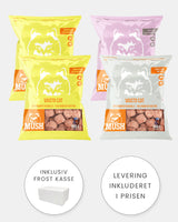 MUSH Kat - Startpakke 1 - Nem Start på Barf - 4x800g (2 x Gul - 1 x Hvid - 1 x Pink)