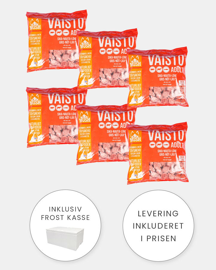 MUSH Vaisto Rød XL - Gris, Okse og Laks - 6x3kg