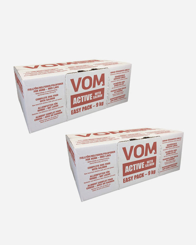VOM Active fuldfoder med Laks - 2x9 kg (HentSelv Storkøb)