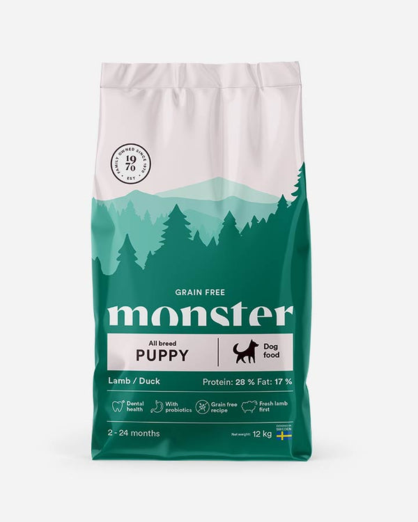 Monster Puppy All Breed - Kornfrit, Lam og And - 12kg