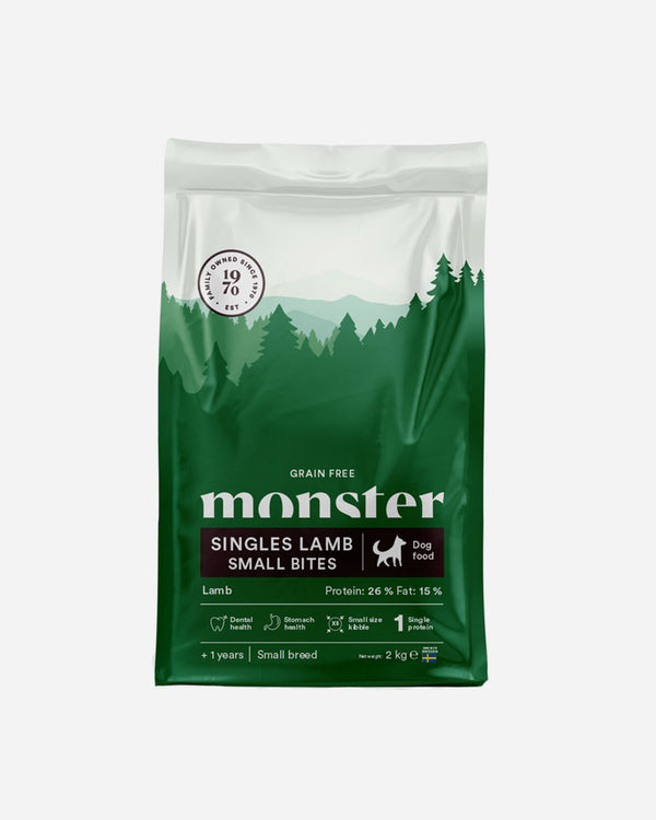 Monster Singles Small Bites - Kornfrit og Lam - 2 kg 