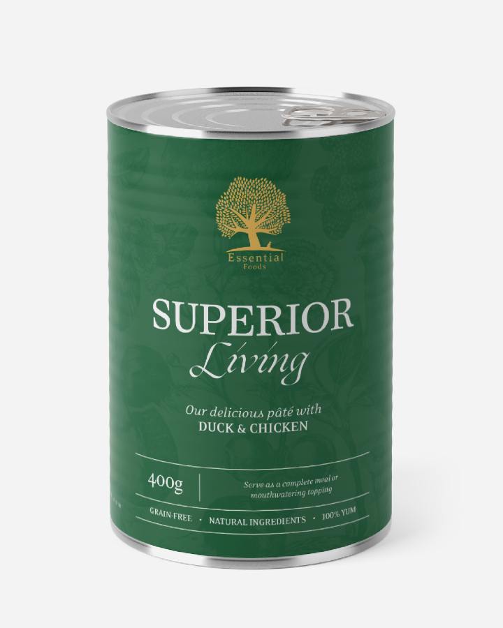 Essential Superior Living Paté - And & kylling (400g)