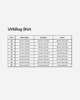 Paikka UV & Bug shirt måle guide. 