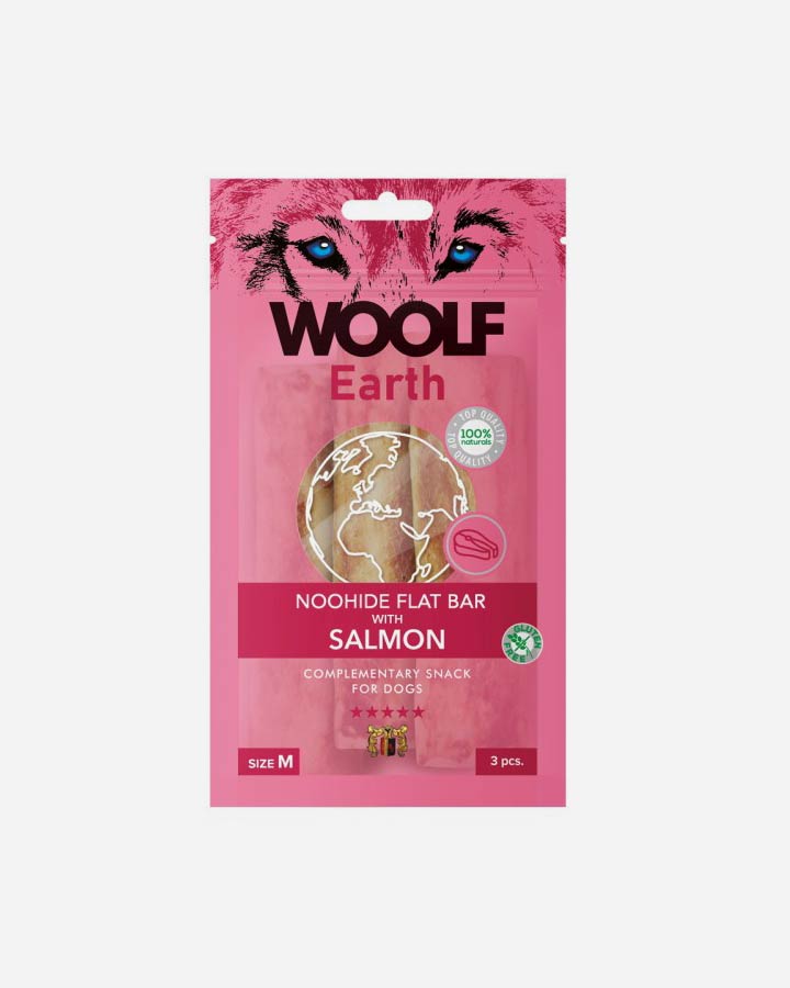 Woolf Earth Noohide salmon medium tyggeben med laks