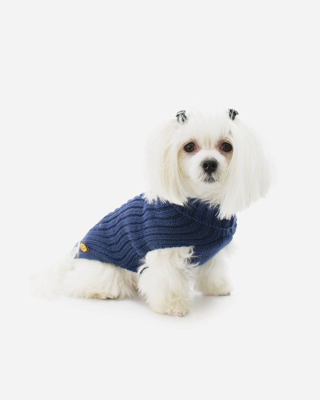 Blå strikket hundesweater fra Fashion Dog - art. 303
