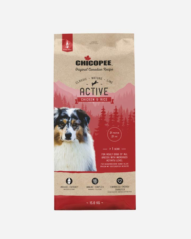 Chicopee Classic Nature Line Acitve hundefoder med kuylling og ris