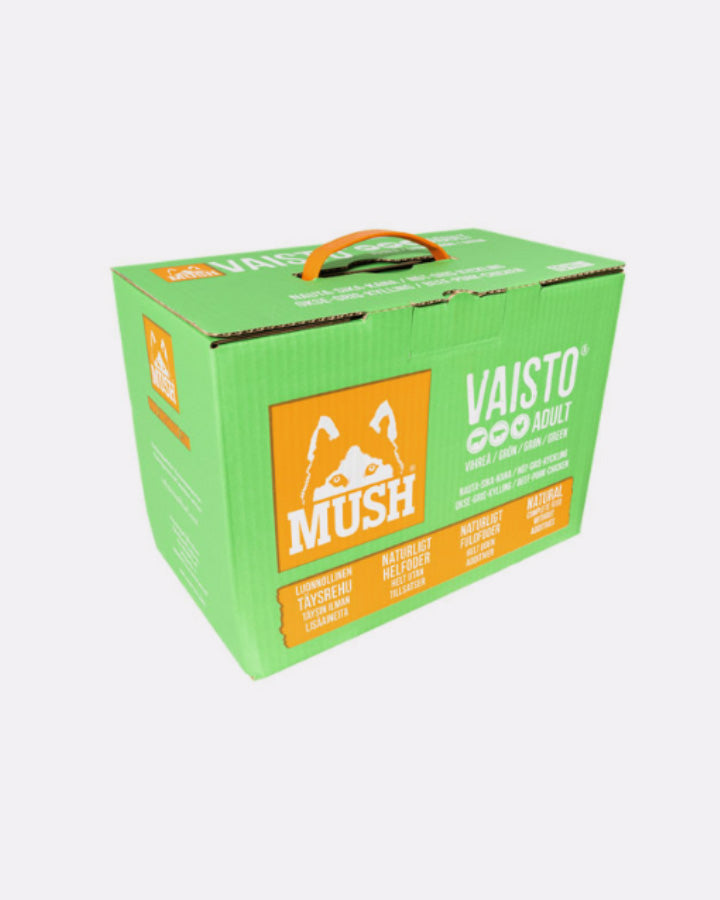 MUSH Vaisto - Grøn 10kg  - Gris, Okse & Kylling - 42*240g - Petlux