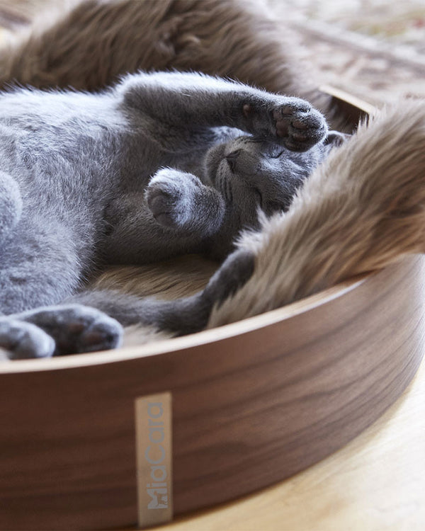 Kattekurv med pelspude (Walnut/Taupe) - Anello - Petlux