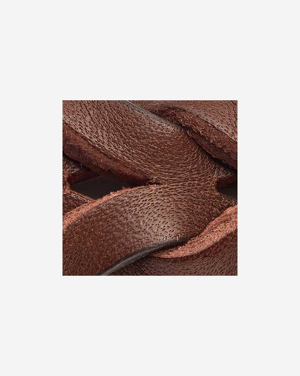 Robust halsbånd i flettet læder (brun) - Bergamo - Petlux