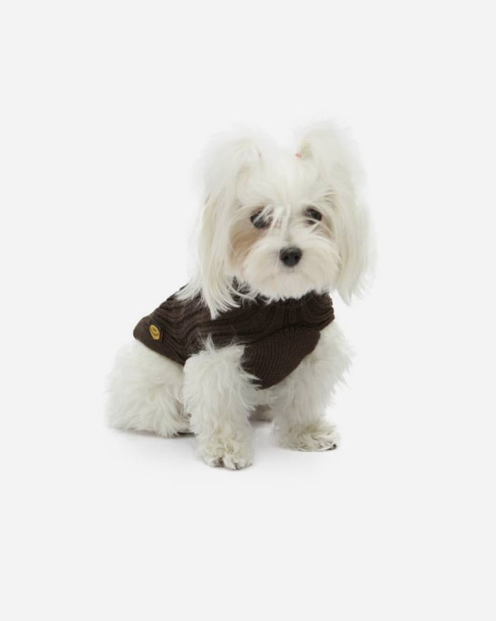 Brun strikket hundesweater fra Fashion Dog - art. 303