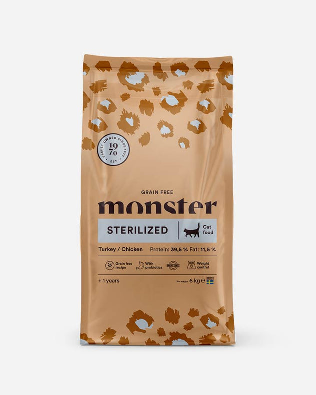 Monster Sterilized - Kornfrit, Kalkun og Kylling - 6kg