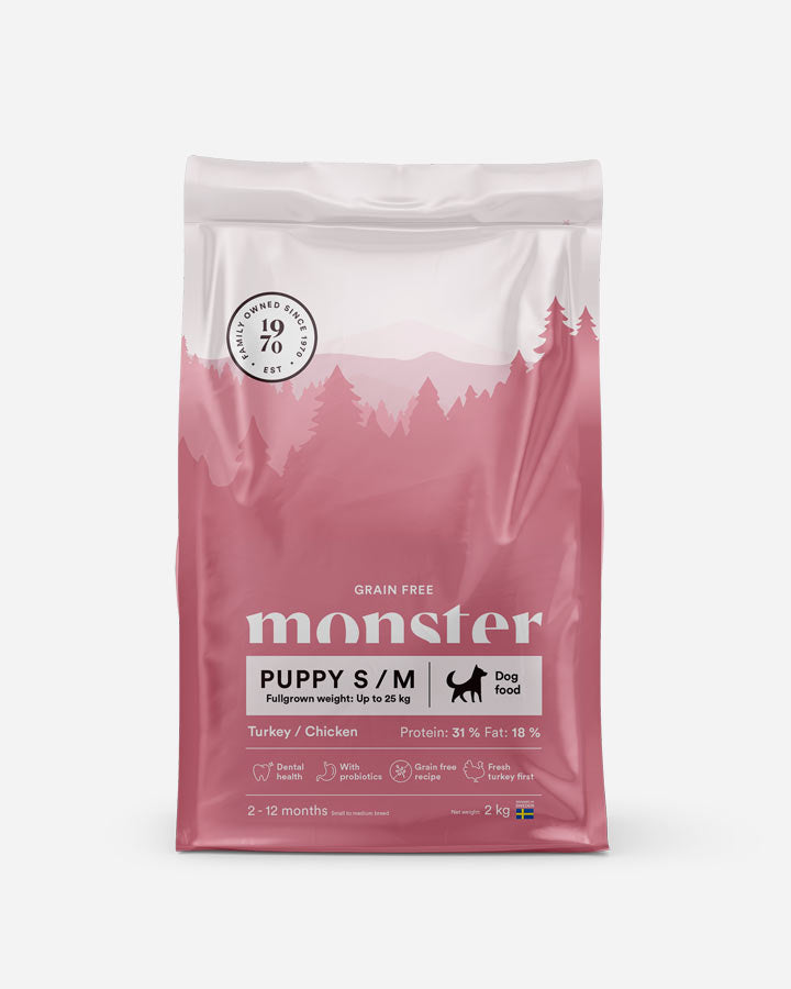 Monster Puppy Small Breed - Kornfrit, kylling og kalkun - 2kg