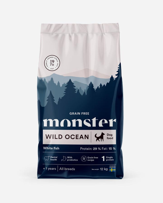 Monster Wild Ocean (Sensitive) - Kornfrit og Hvid fisk - 12kg