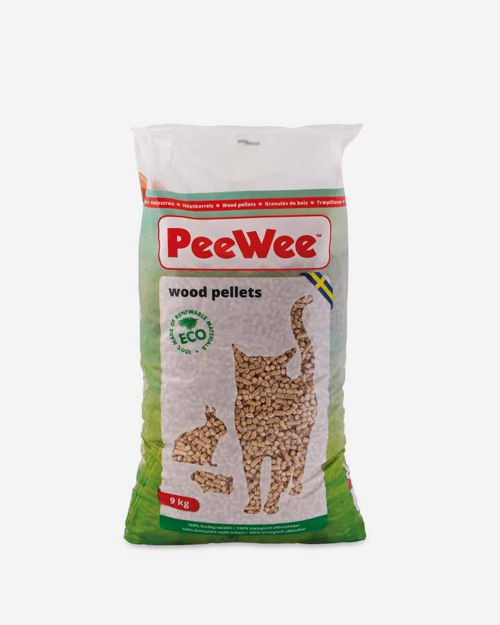 PeeWee træpiller 14 liter/9 kg - biologisk nedbrydelige kattegrus